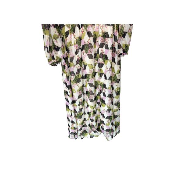 J.Crew Black Patchwork Print Lurex Metallic Threads Chiffon Midi Dress Size 8 - Picture 10 of 16